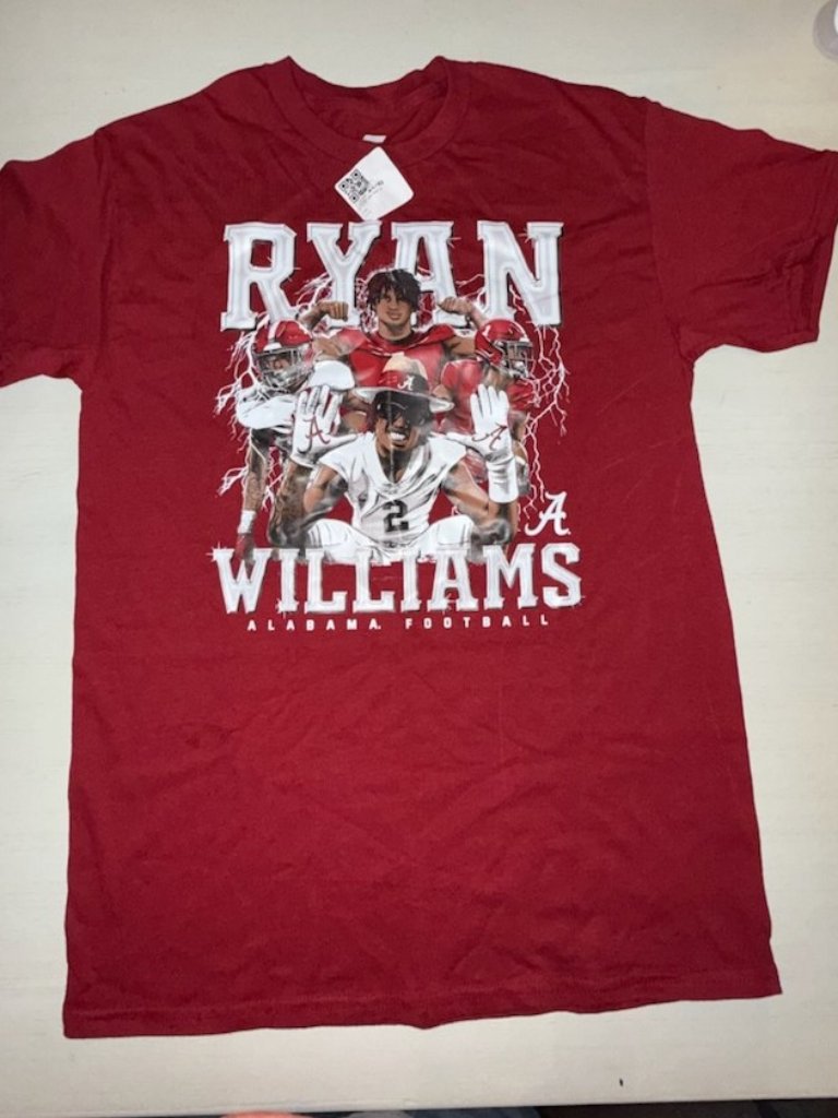 Alabama Crimson Tide Official Ryan Williams T Shirt Ncaa College Football Fans